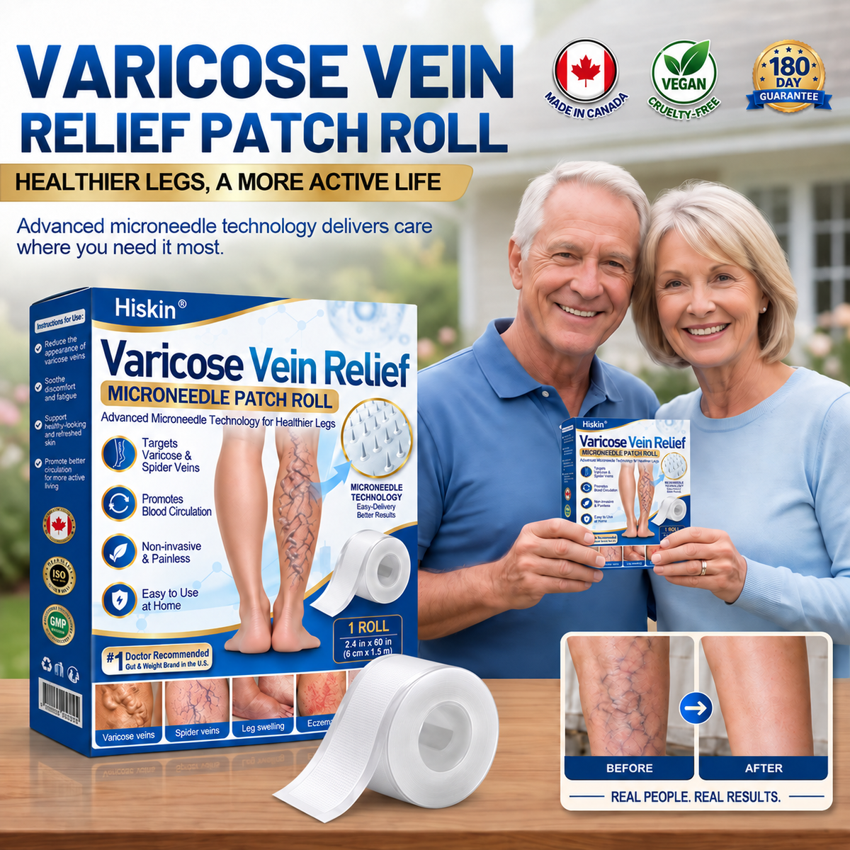 🇨🇦🏆✅️🏃𝗛𝗶𝘀𝗸𝗶𝗻® VeinRepair Microneedle Patch Roll⚡Instant Relief, Long-Term Results